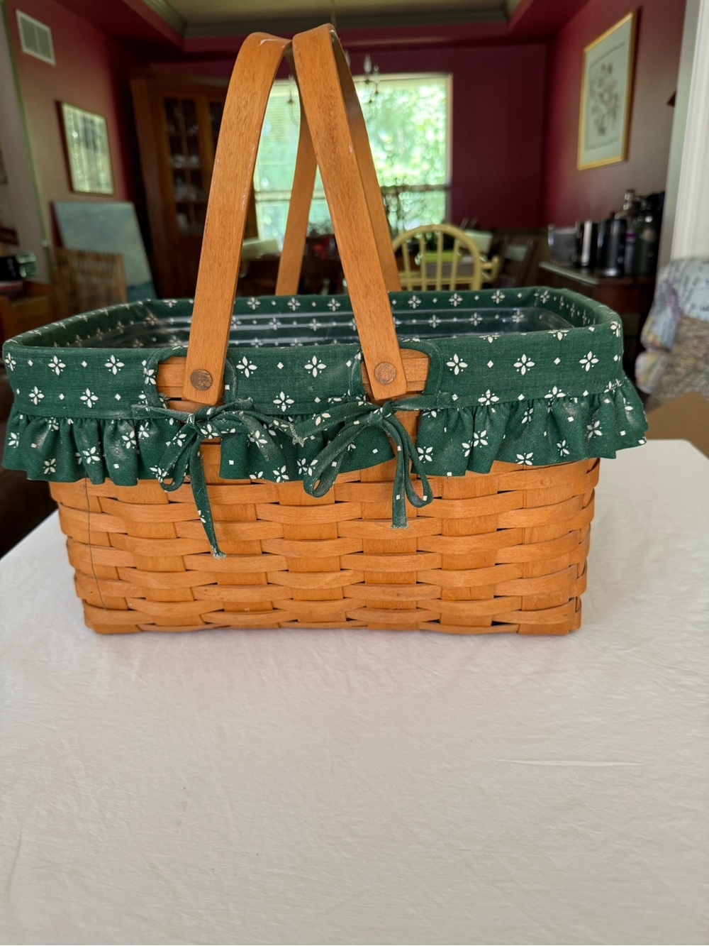 Longaberger Market Basket with Green Fabric Liner - Picture 5 of 5